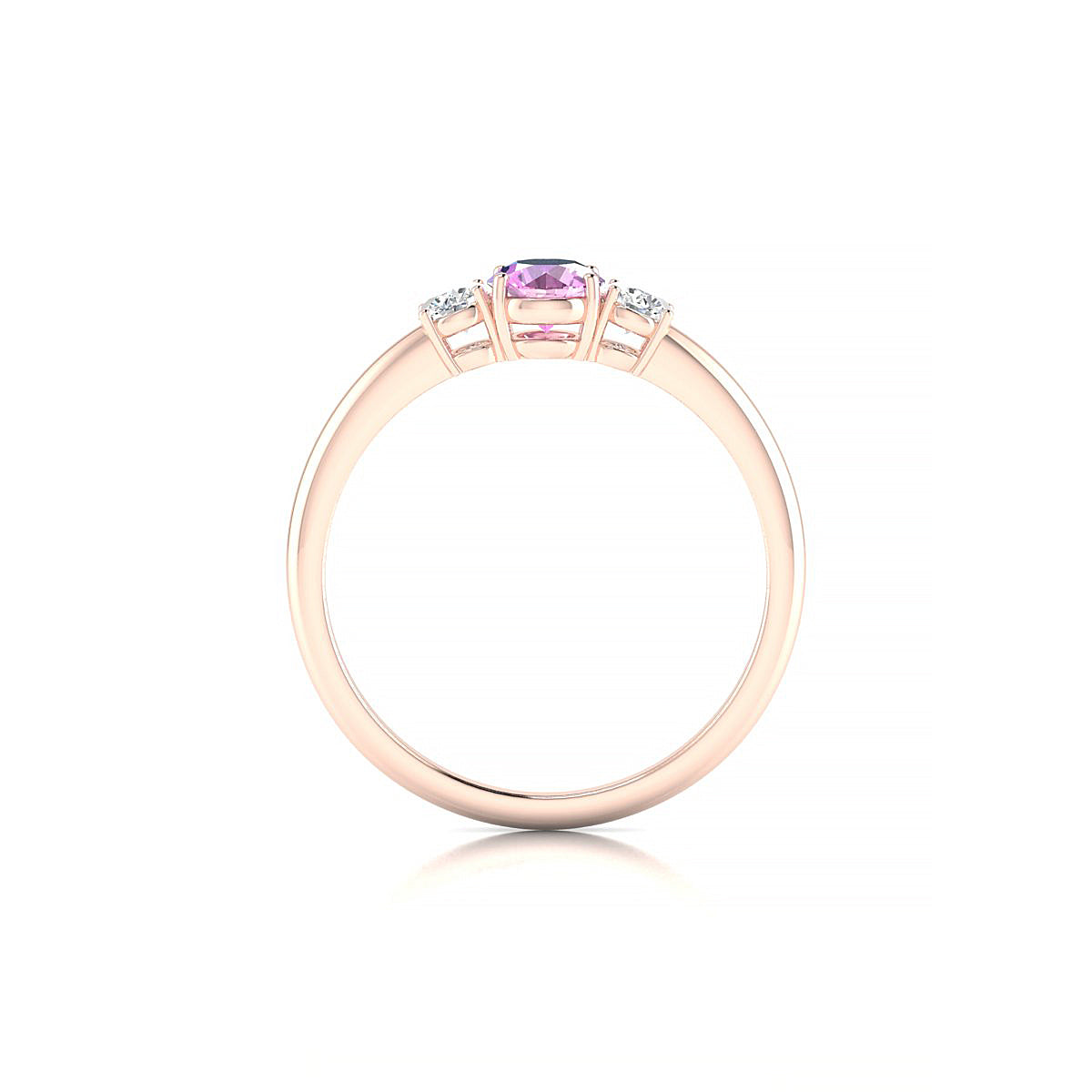 Trio | 18k Rose Gold 4.5 mm Round Pink Sapphire Ring
