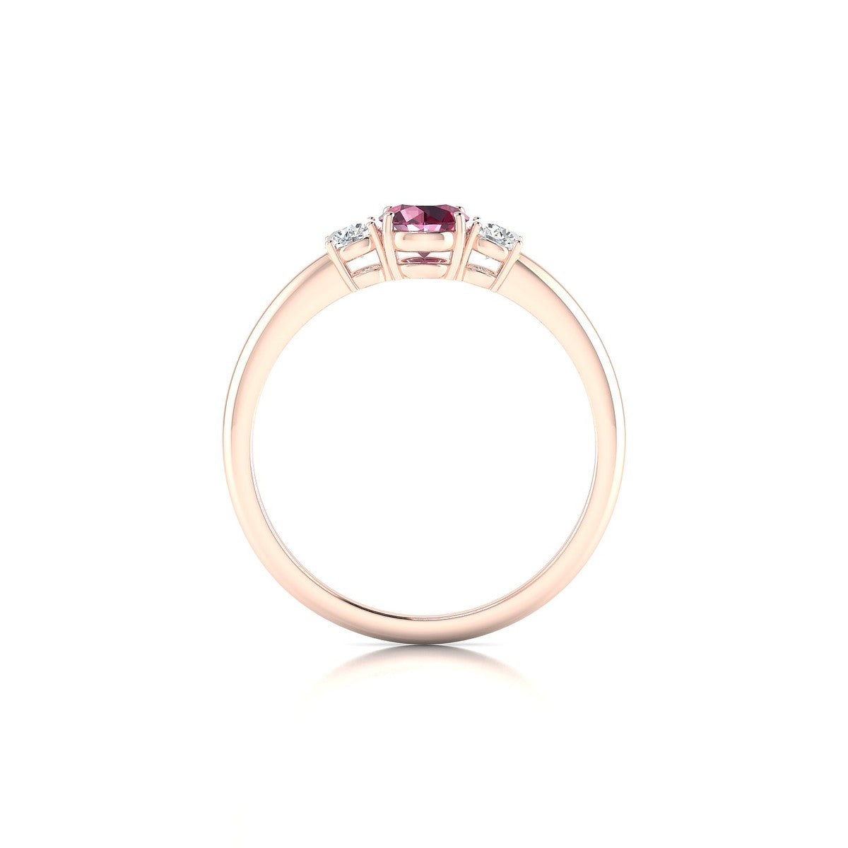 Trio | 18k Rose Gold 4.5 mm Round Rhodolite Ring