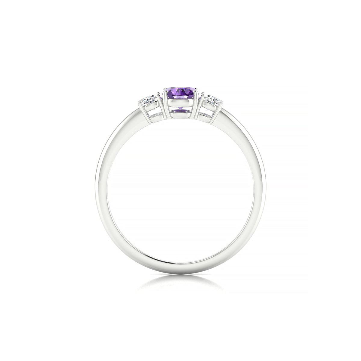Trio | 18k White Gold 4.5 mm Round Amethyst Ring