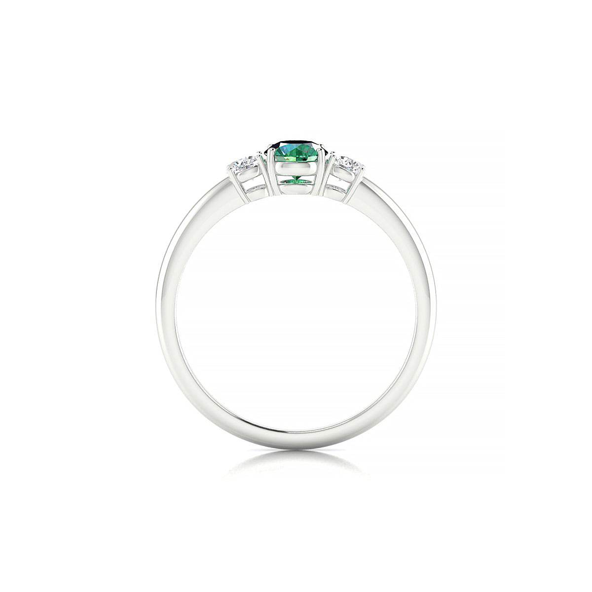 Trio | 18k White Gold 4.5 mm Round Emerald Ring