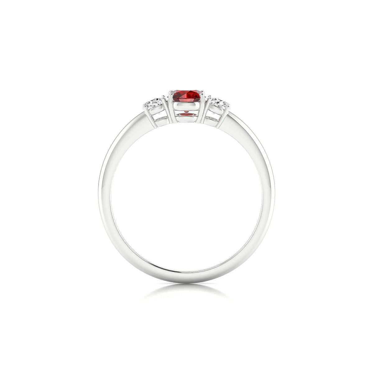 Trio | 18k White Gold 4.5 mm Round Garnet Ring