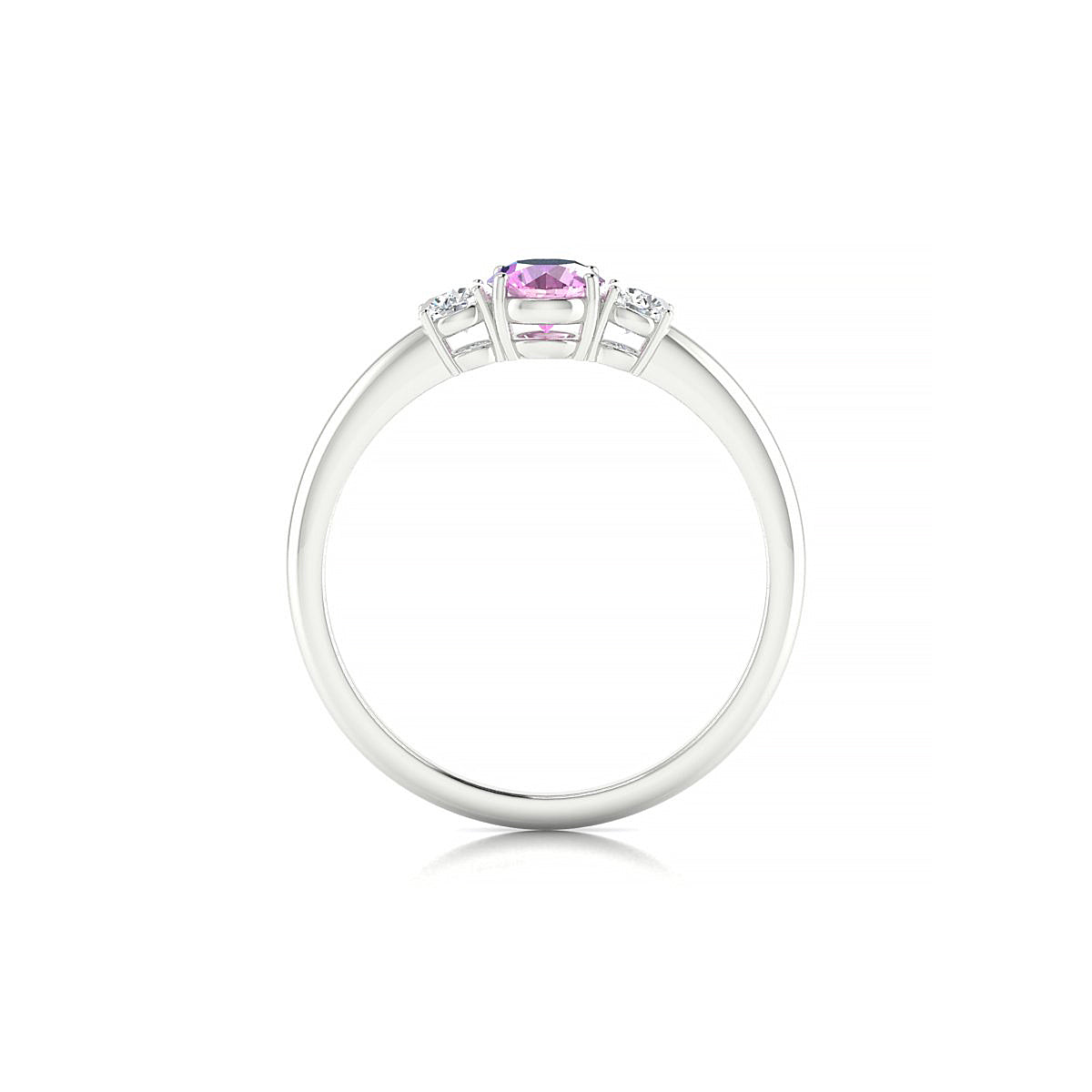 Trio | 18k White Gold 4.5 mm Round Pink Sapphire Ring