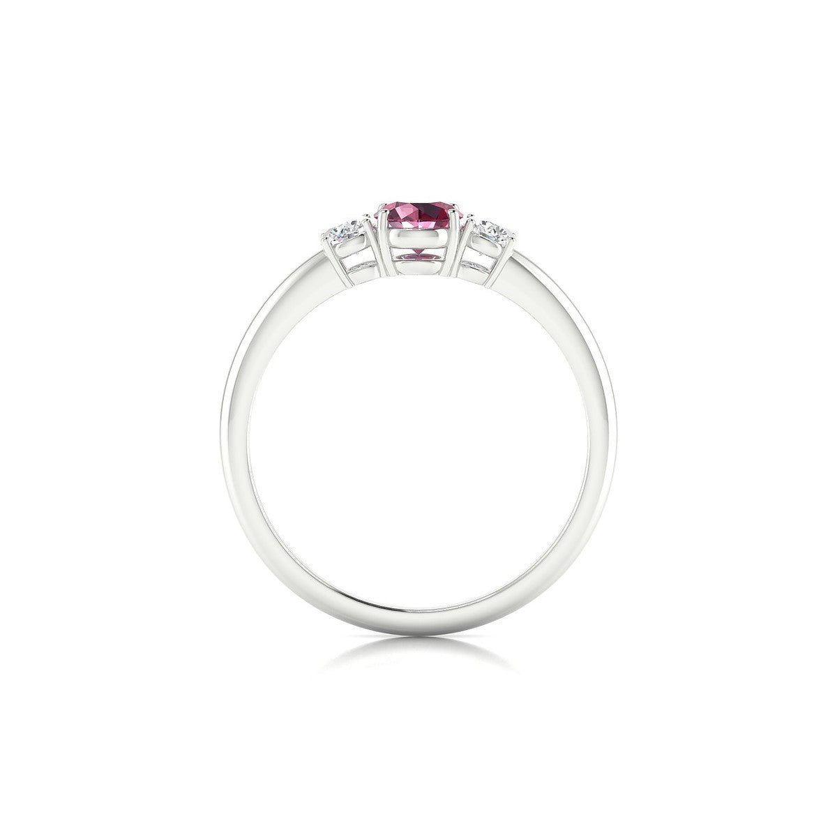 Trio | 18k White Gold 4.5 mm Round Rhodolite Ring