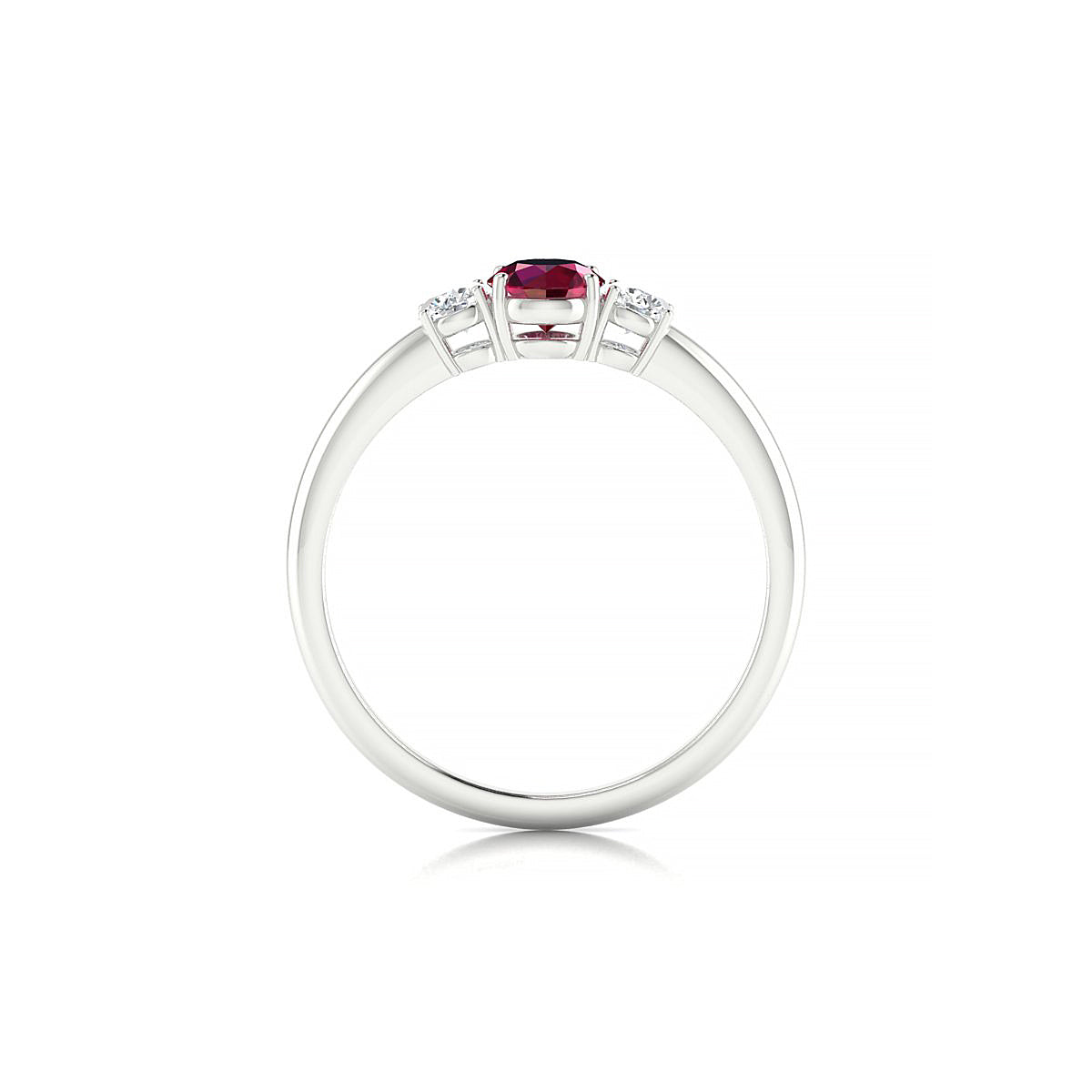 Trio | 18k White Gold 4.5 mm Round Ruby Ring