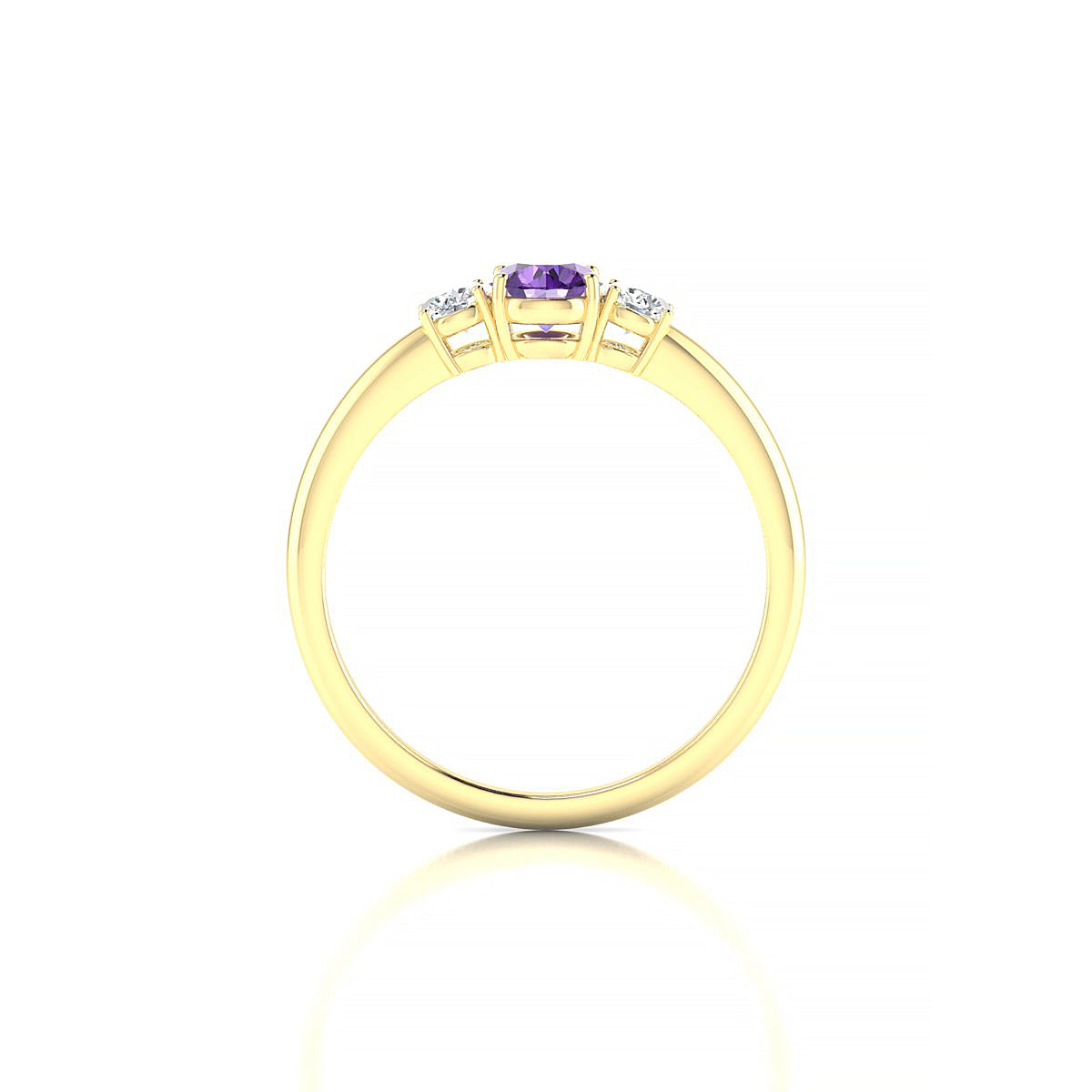 Trio | 18k Yellow Gold 4.5 mm Round Amethyst Ring