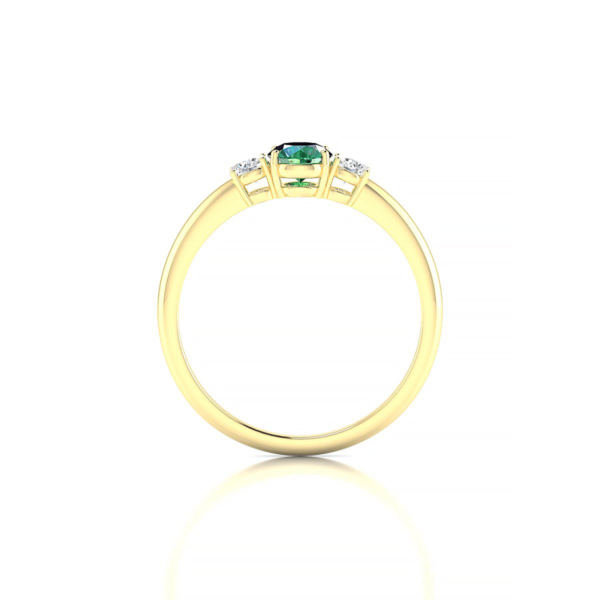 Trio | 18k Yellow Gold 4.5 mm Round Emerald Ring