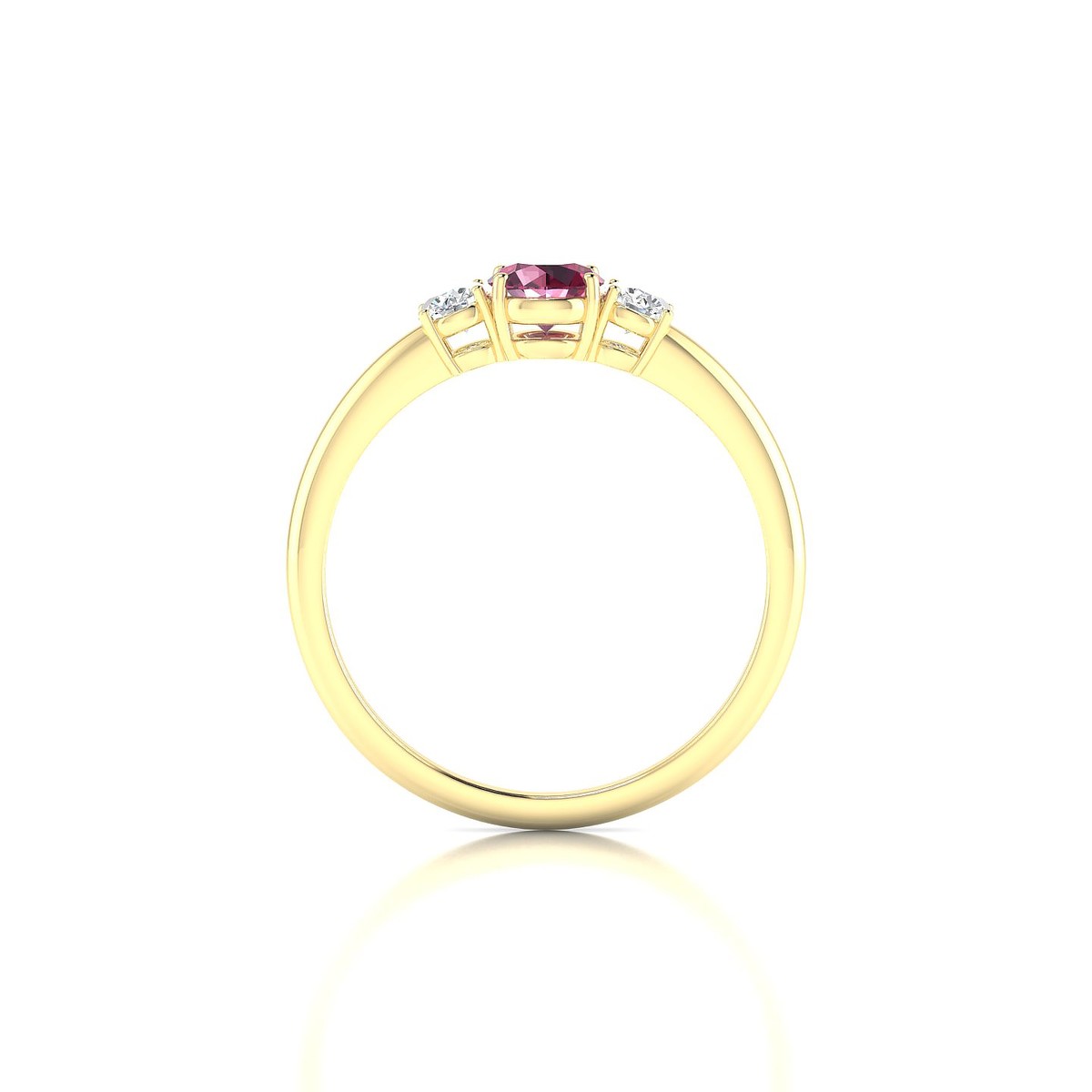 Trio | 18k Yellow Gold 4.5 mm Round Rhodolite Ring