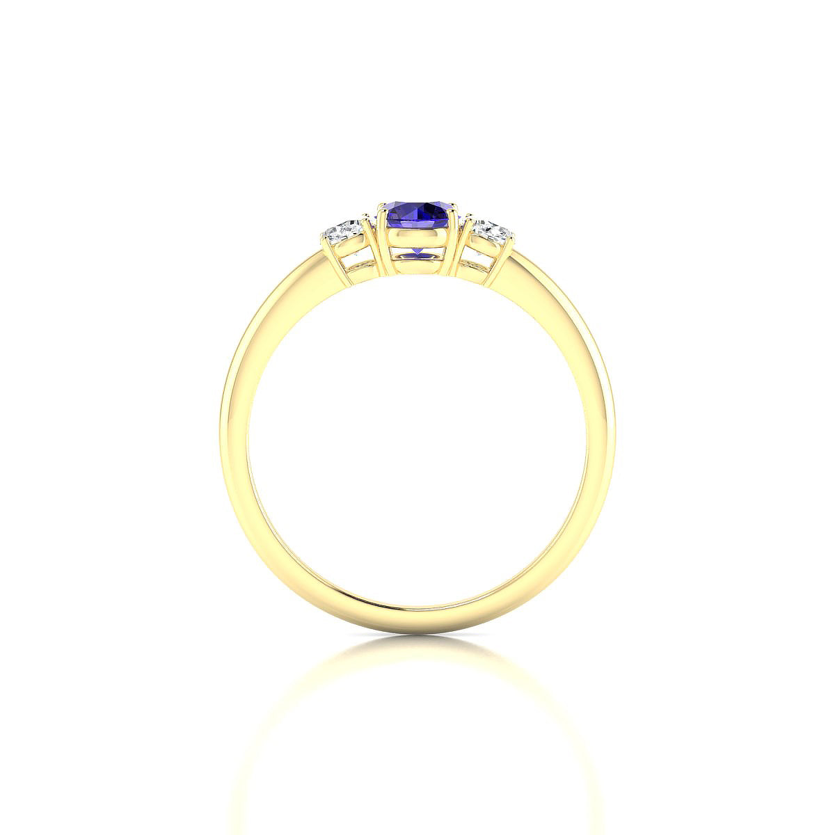 Trio | 18k Yellow Gold 4.5 mm Round Tanzanite Ring