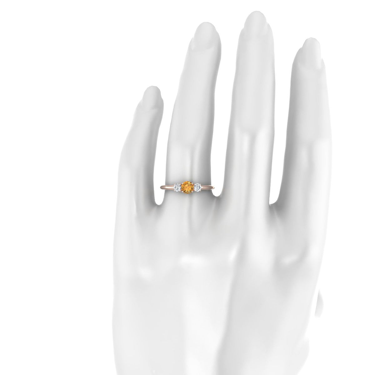Trio | 18k Rose Gold 4.5 mm Round Citrine Ring