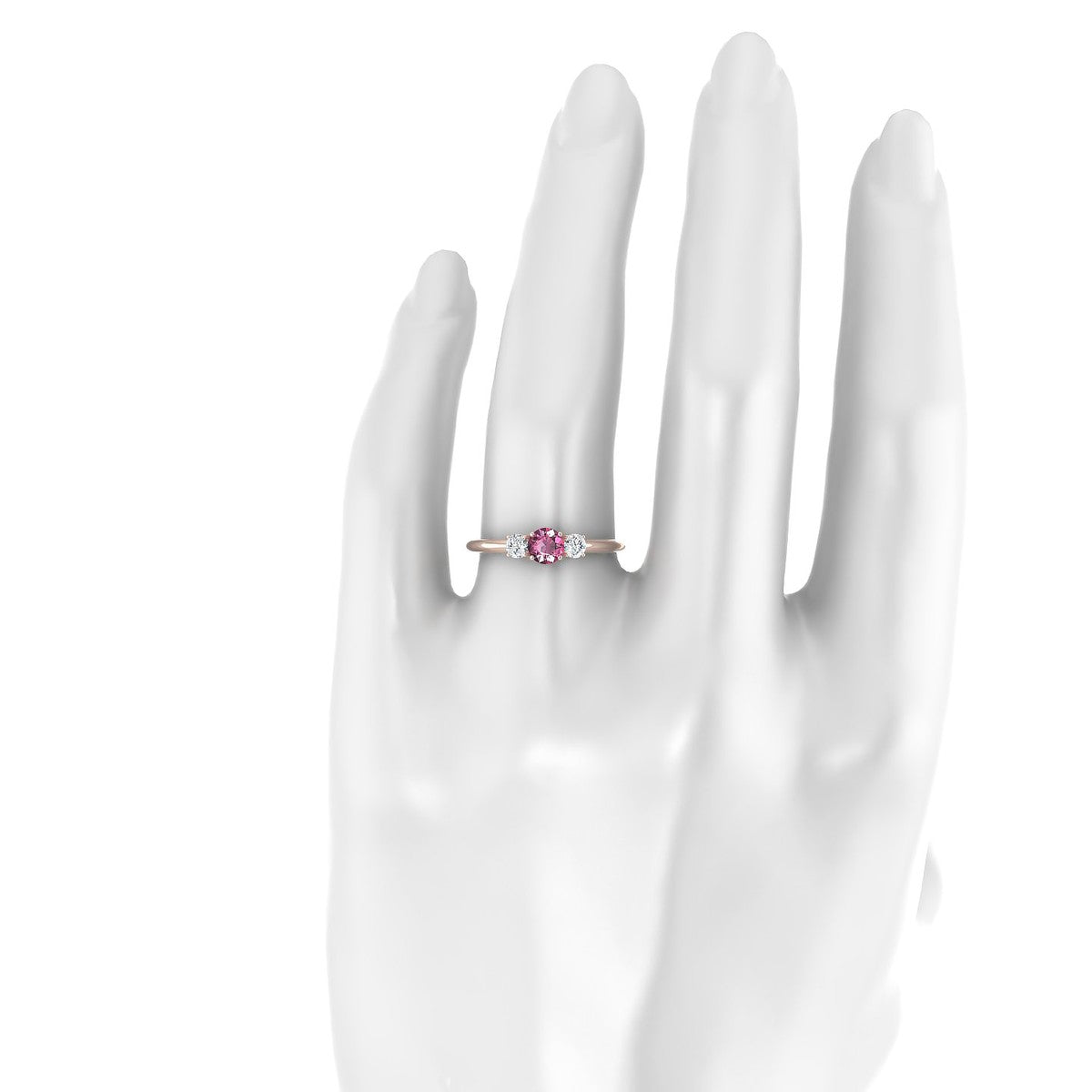 Trio | 18k Rose Gold 4.5 mm Round Rhodolite Ring