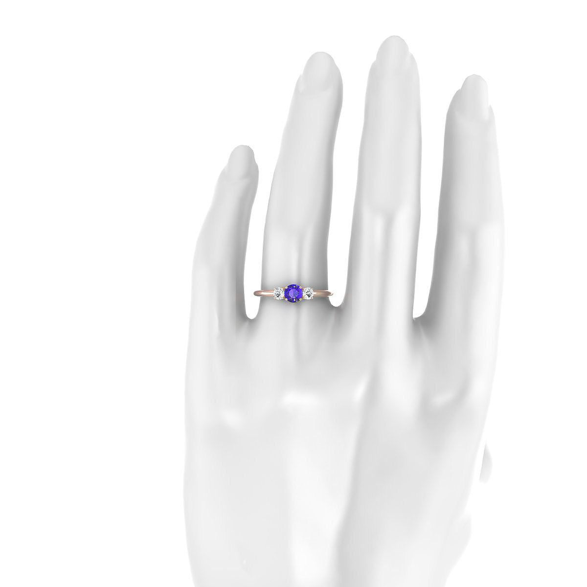 Trio | 18k Rose Gold 4.5 mm Round Tanzanite Ring