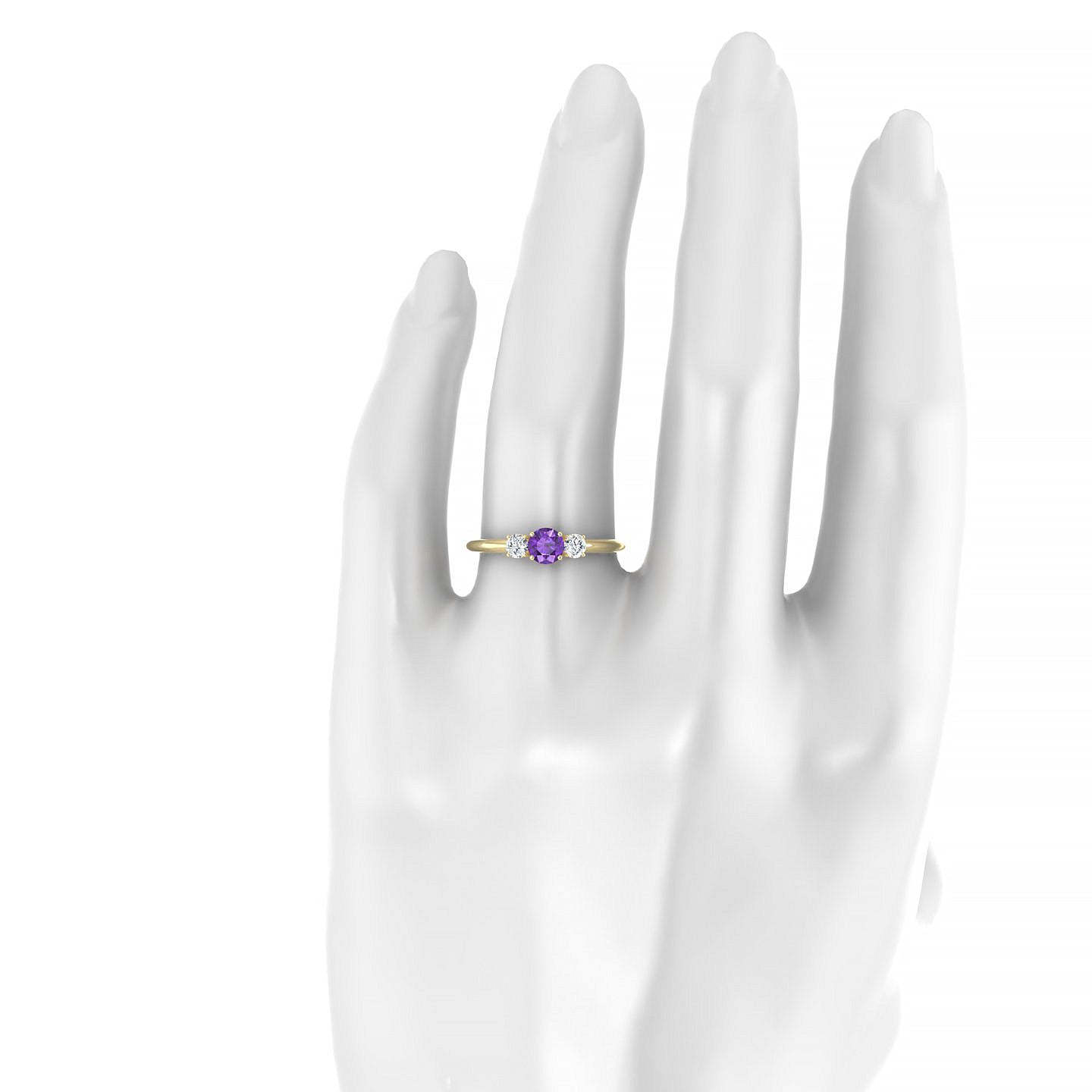 Trio | 18k Yellow Gold 4.5 mm Round Amethyst Ring