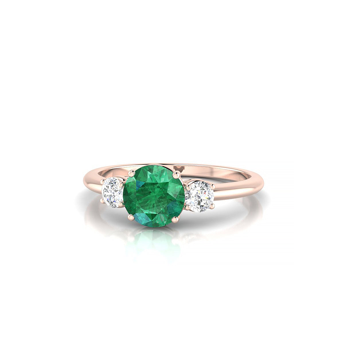 Trio | 18k Rose Gold 6 mm Round Emerald Ring
