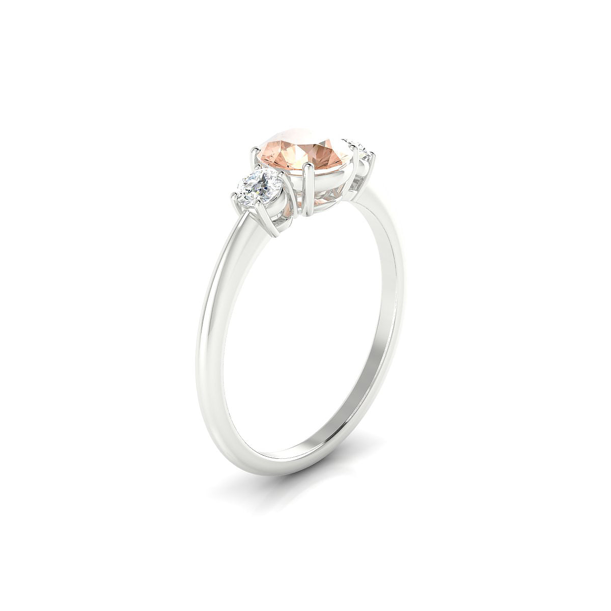 Trio | 18k White Gold 6 mm Round Morganite Ring