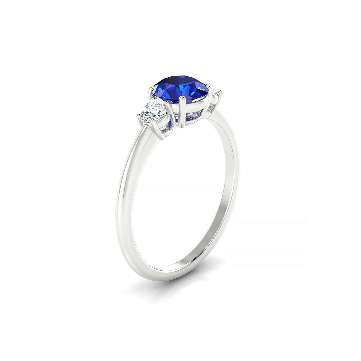 Trio | 18k White Gold 6 mm Round Sapphire Ring