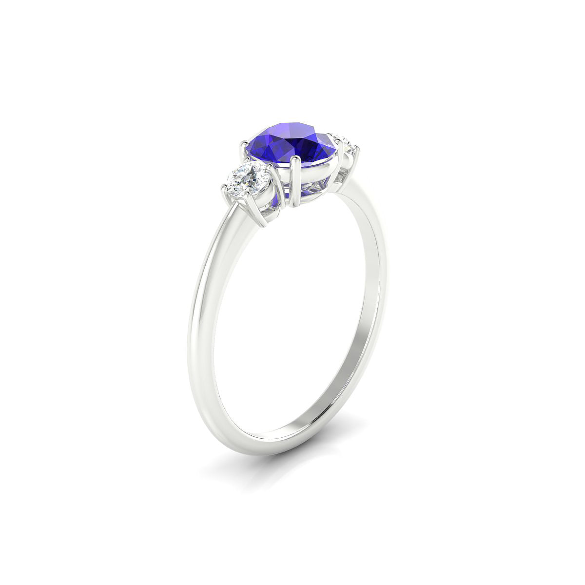 Trio | 18k White Gold 6 mm Round Tanzanite Ring