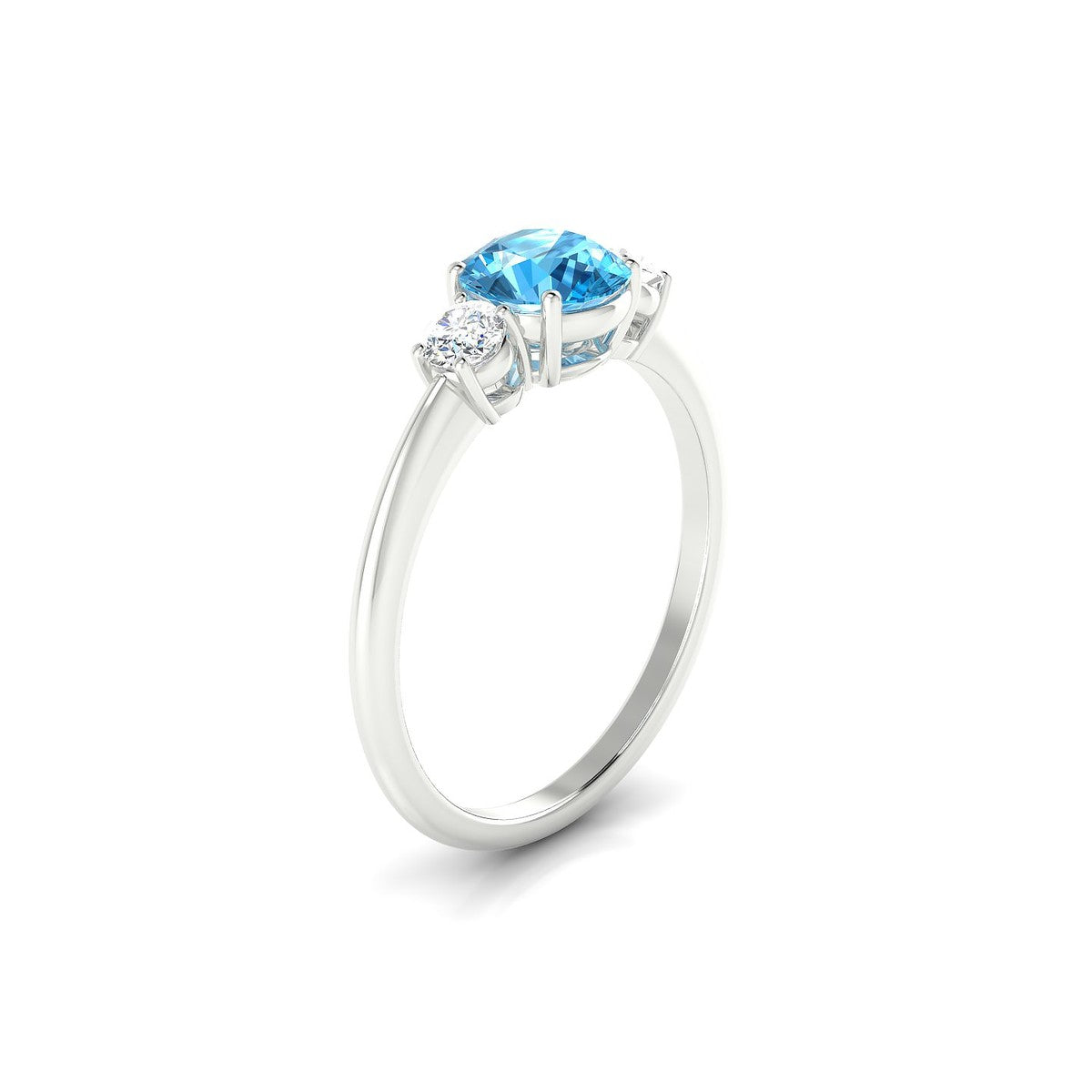 Trio | 18k White Gold 6 mm Round Topaz Ring