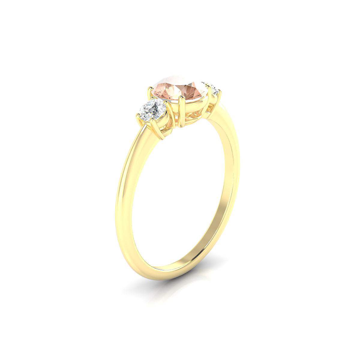 Trio | 18k Yellow Gold 6 mm Round Morganite Ring