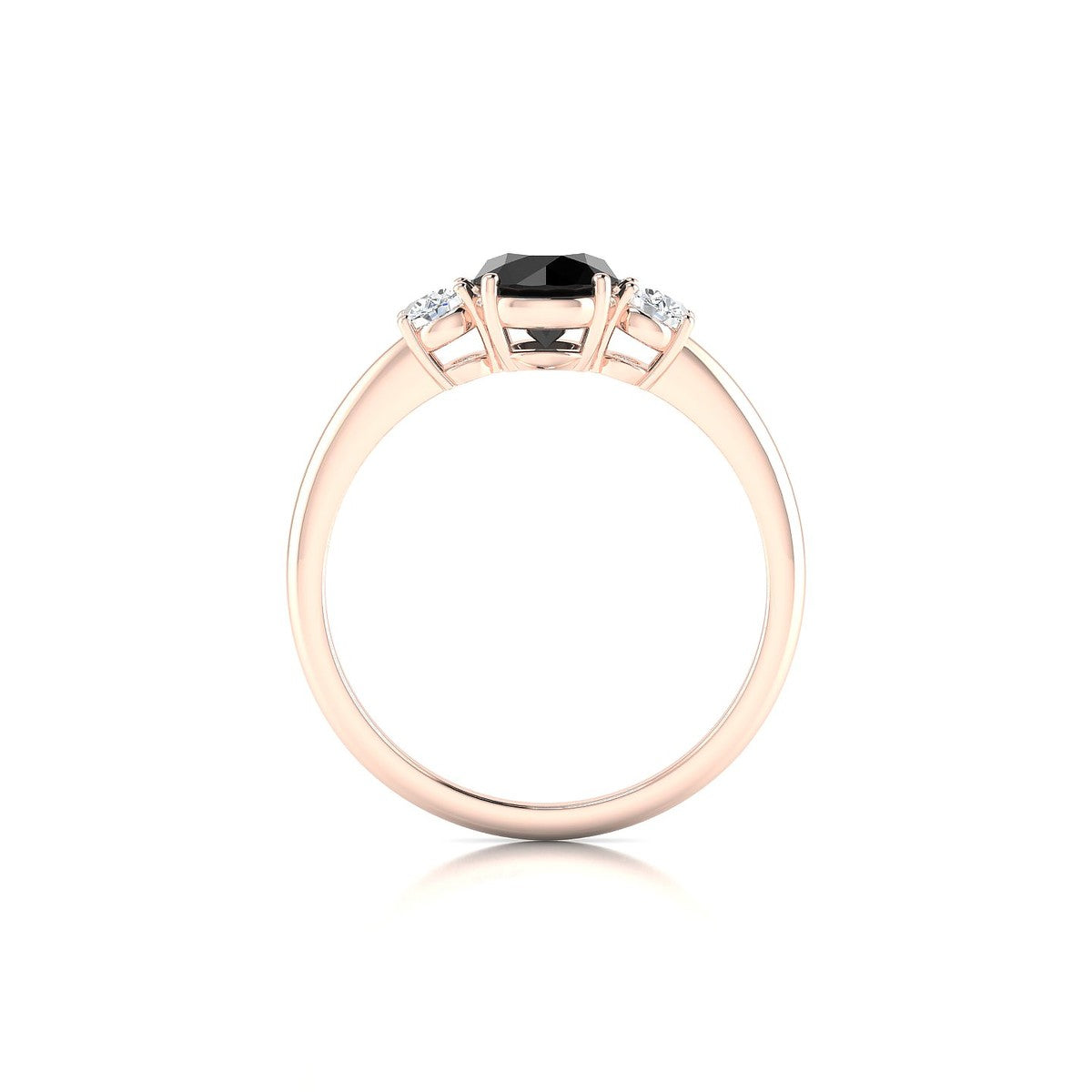 Trio | 18k Rose Gold 6 mm Round Black Diamond Ring
