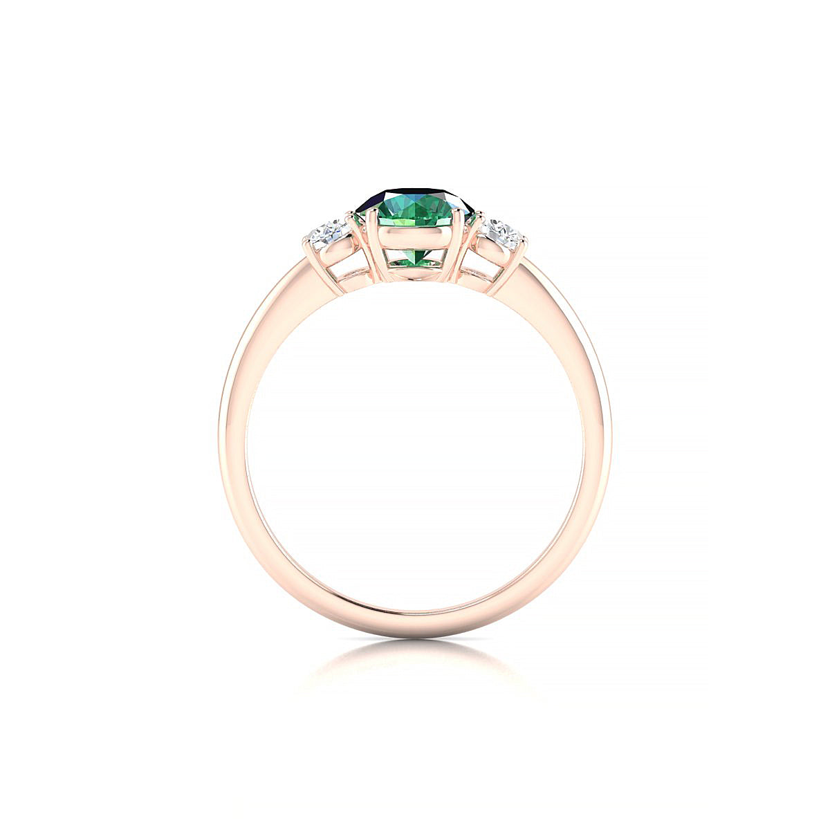 Trio | 18k Rose Gold 6 mm Round Emerald Ring