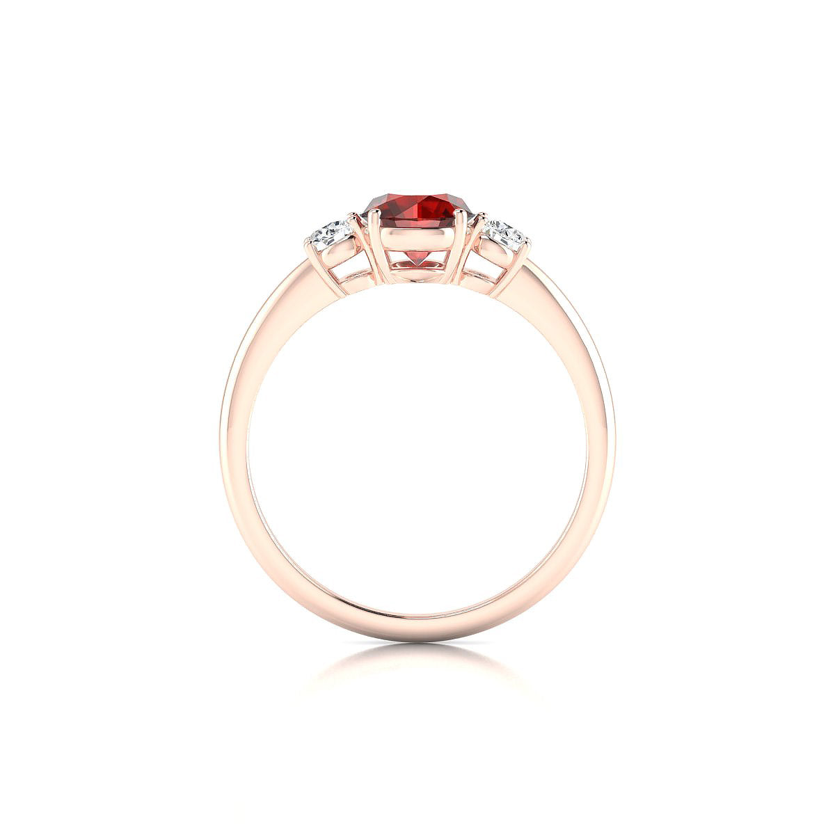Trio | 18k Rose Gold 6 mm Round Garnet Ring