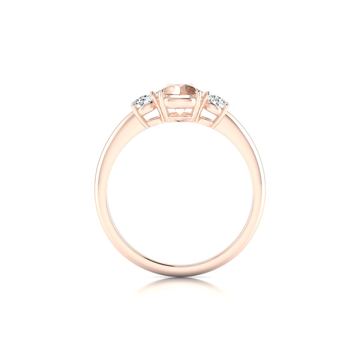 Trio | 18k Rose Gold 6 mm Round Morganite Ring
