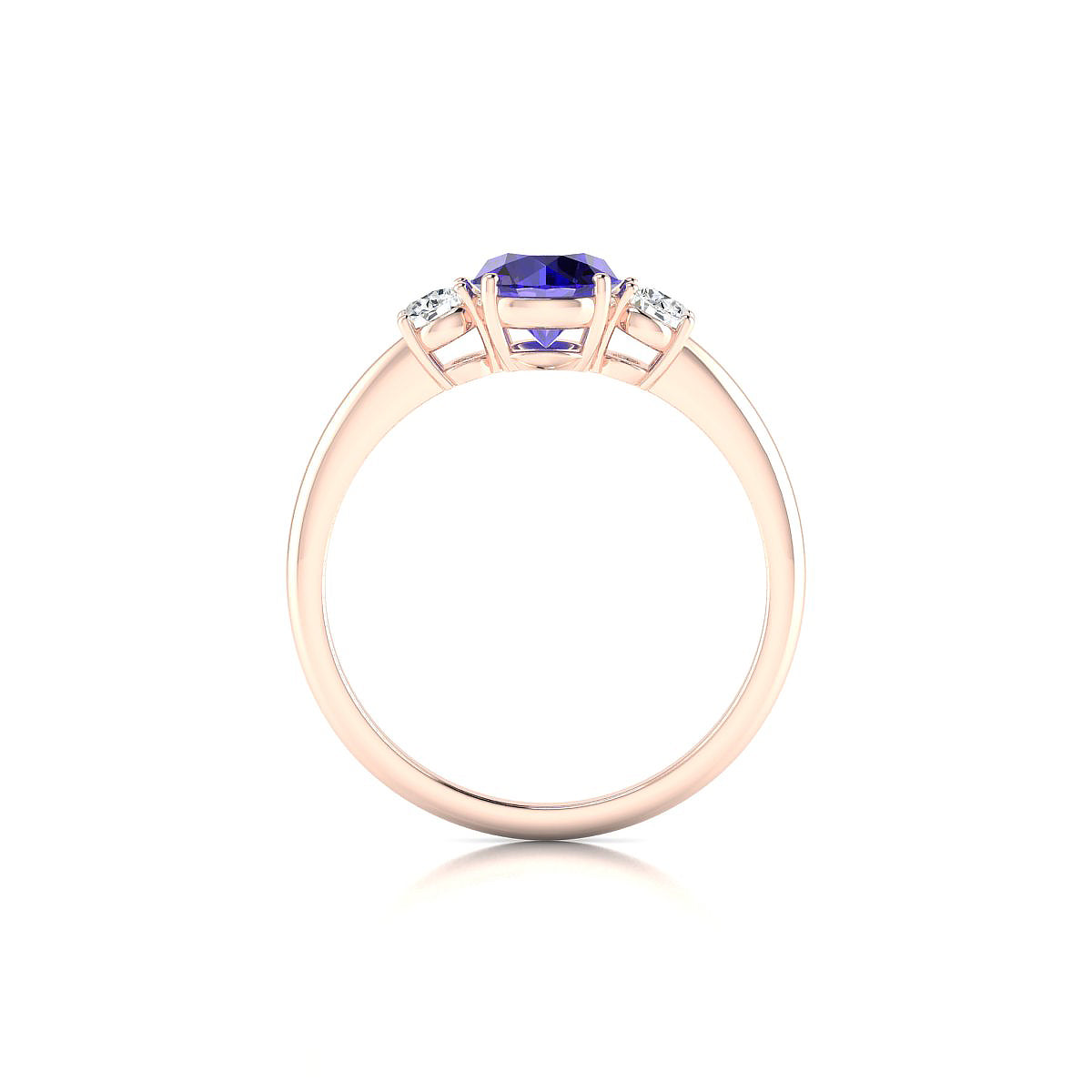 Trio | 18k Rose Gold 6 mm Round Tanzanite Ring