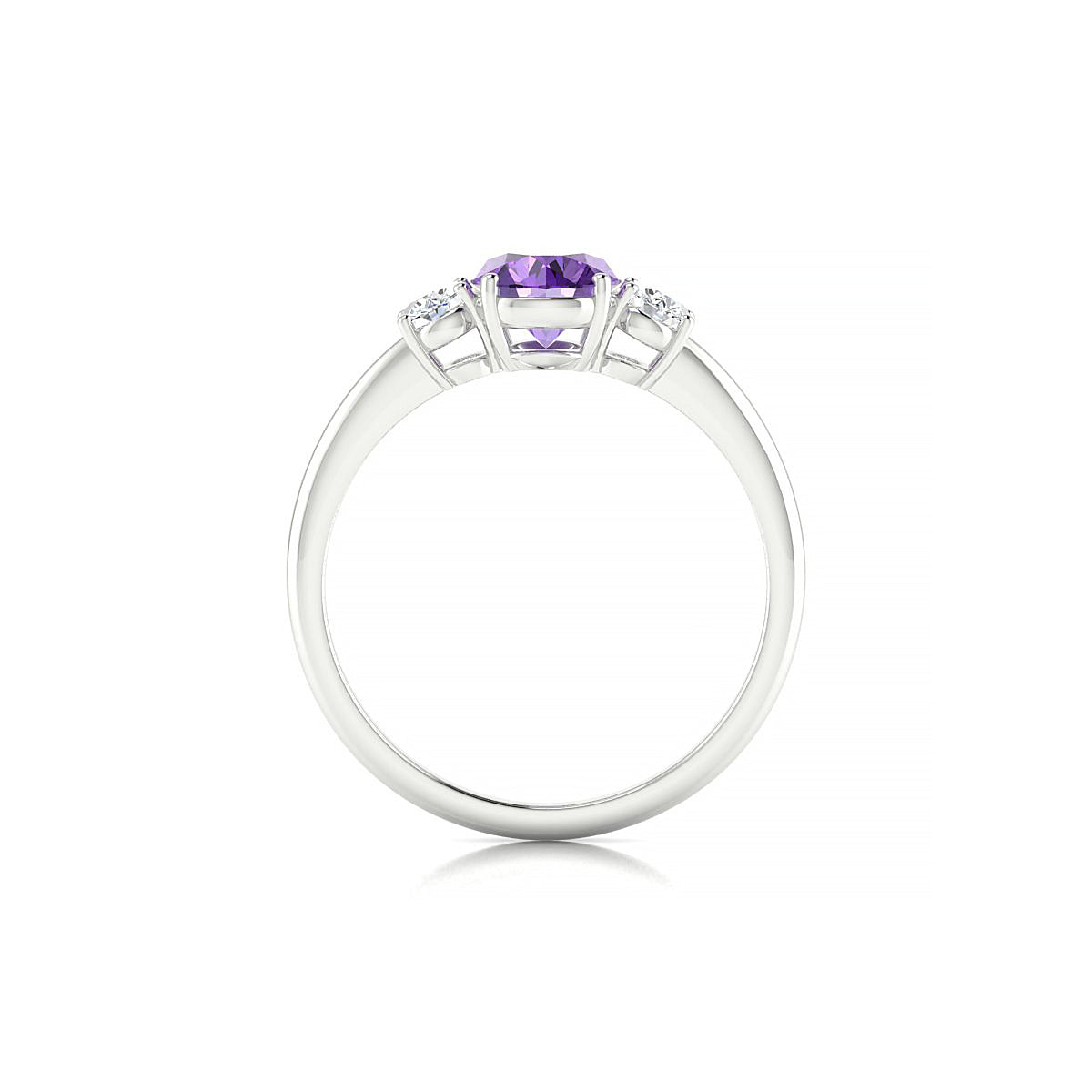Trio | 18k White Gold 6 mm Round Amethyst Ring