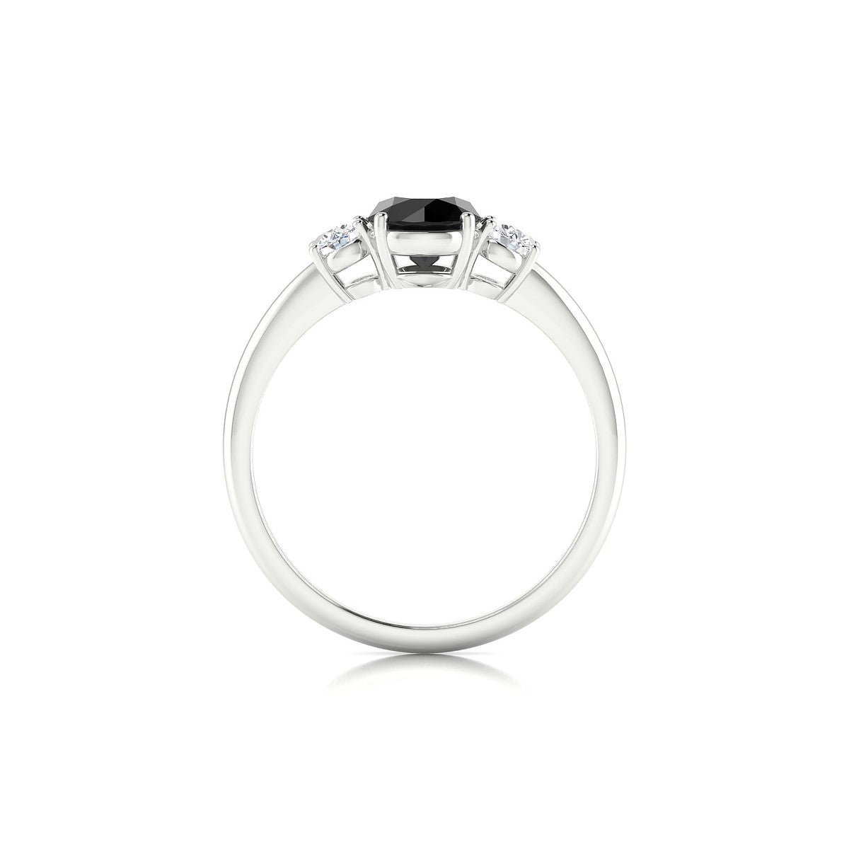 Trio | 18k White Gold 6 mm Round Black Diamond Ring