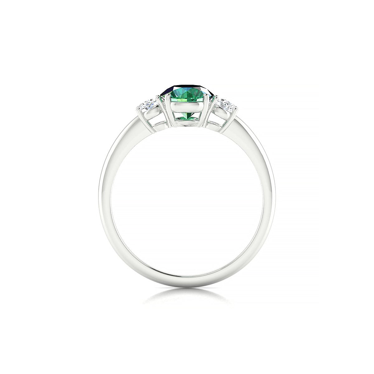 Trio | 18k White Gold 6 mm Round Emerald Ring