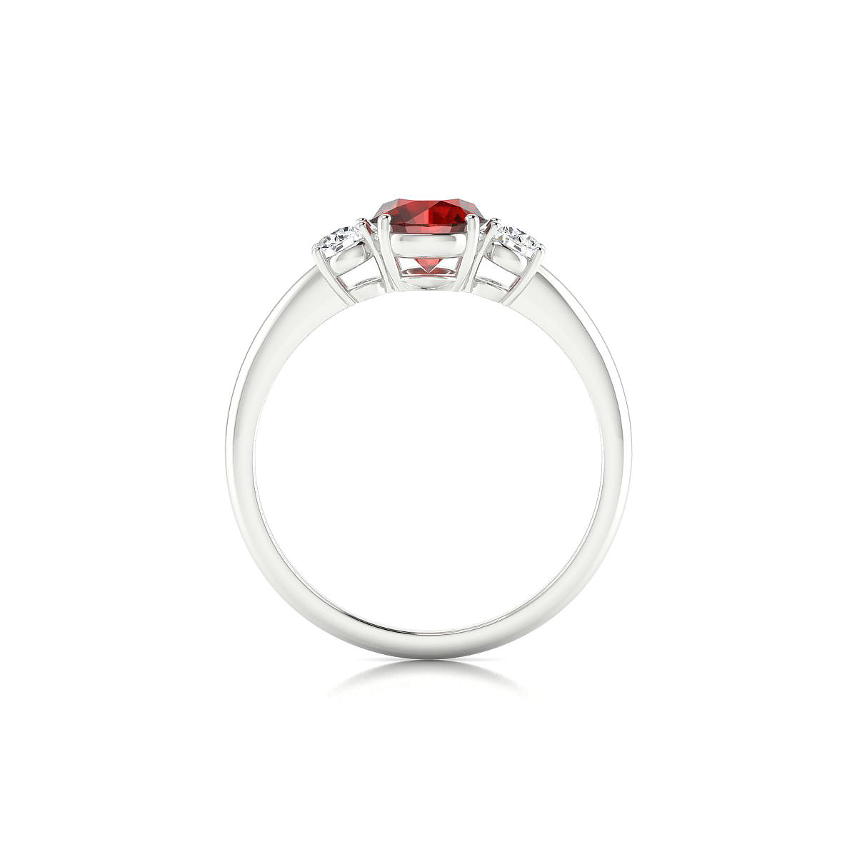 Trio | 18k White Gold 6 mm Round Garnet Ring