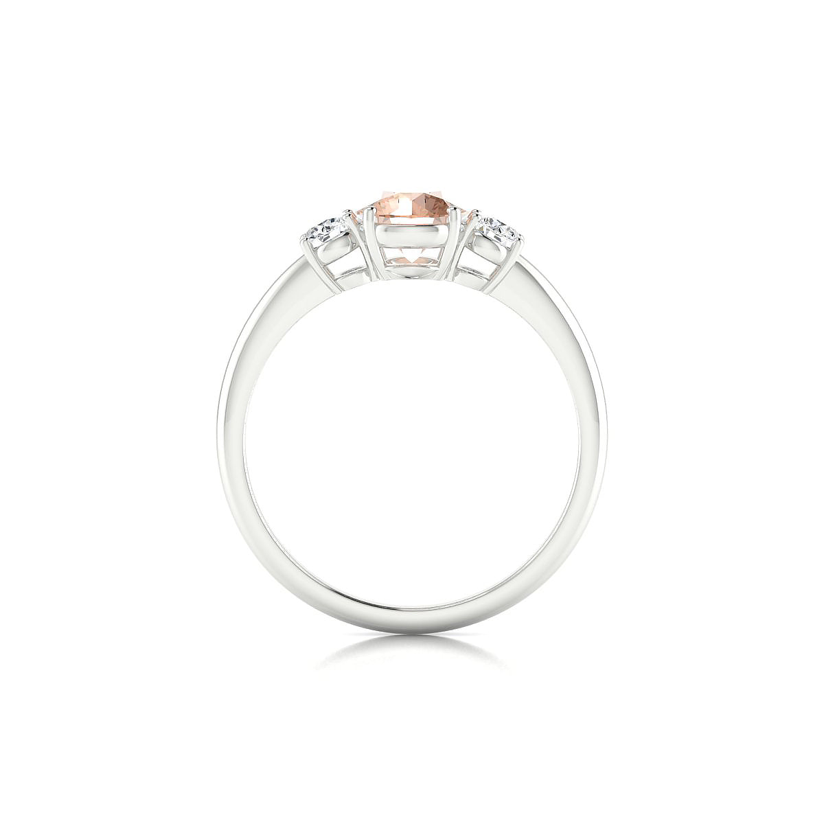 Trio | 18k White Gold 6 mm Round Morganite Ring