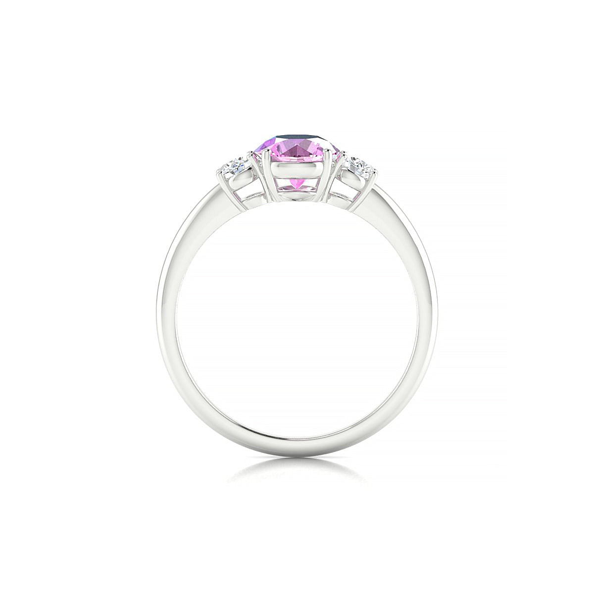 Trio | 18k White Gold 6 mm Round Pink Sapphire Ring