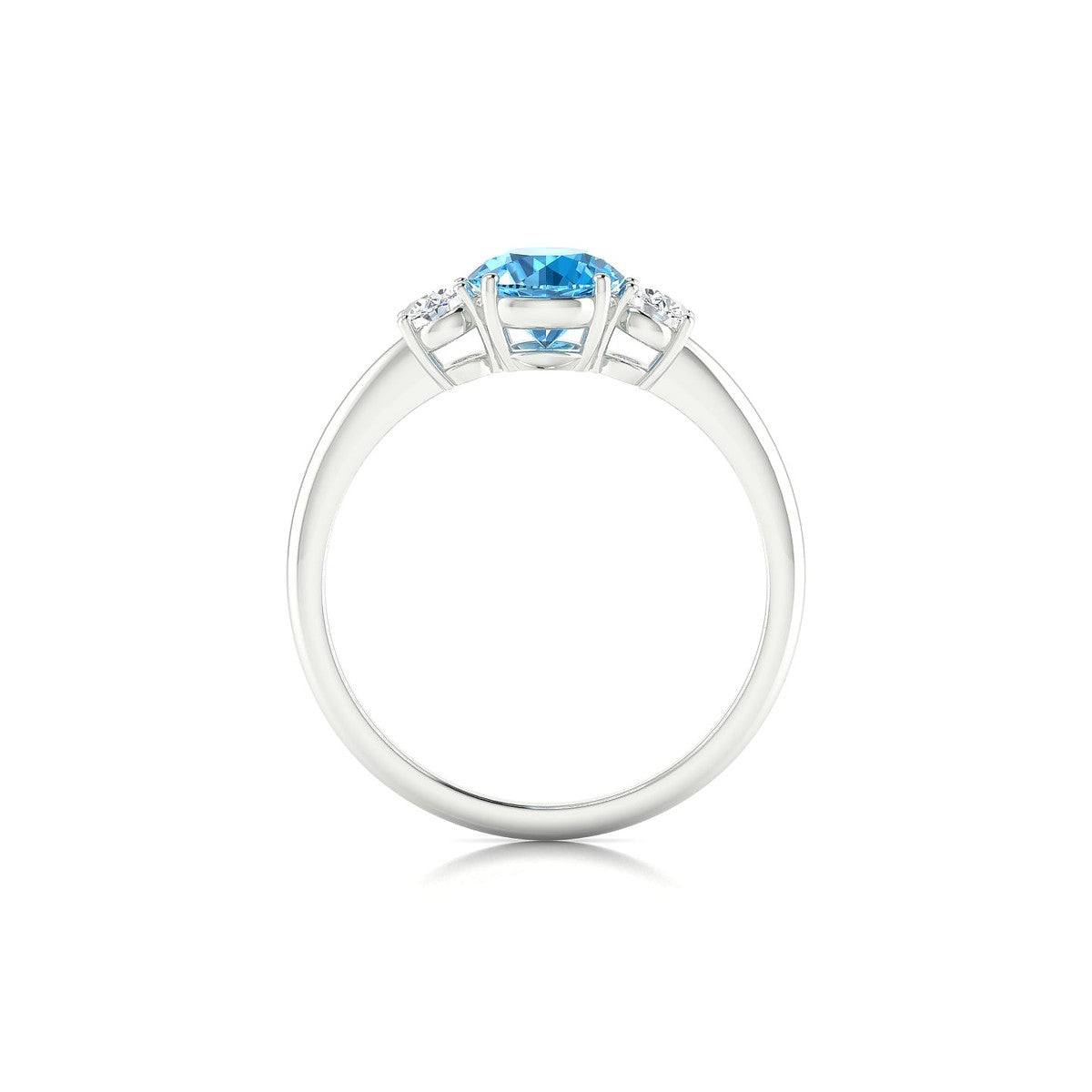 Trio | 18k White Gold 6 mm Round Topaz Ring