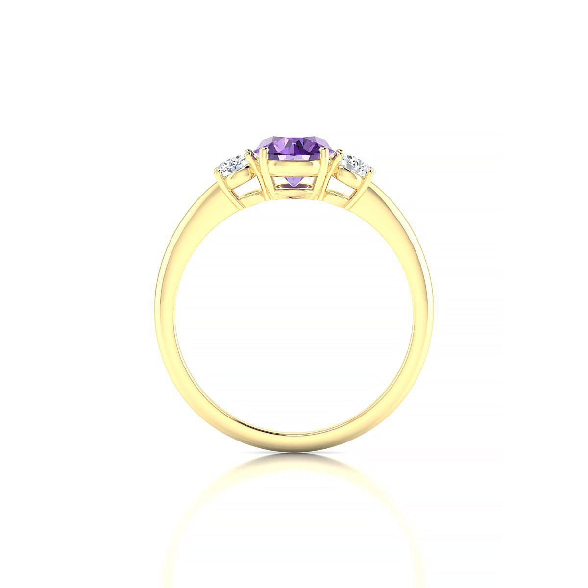Trio | 18k Yellow Gold 6 mm Round Amethyst Ring