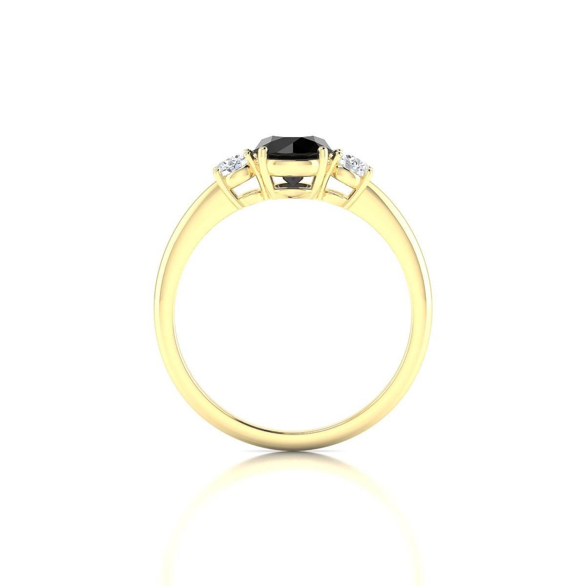 Trio | 18k Yellow Gold 6 mm Round Black Diamond Ring