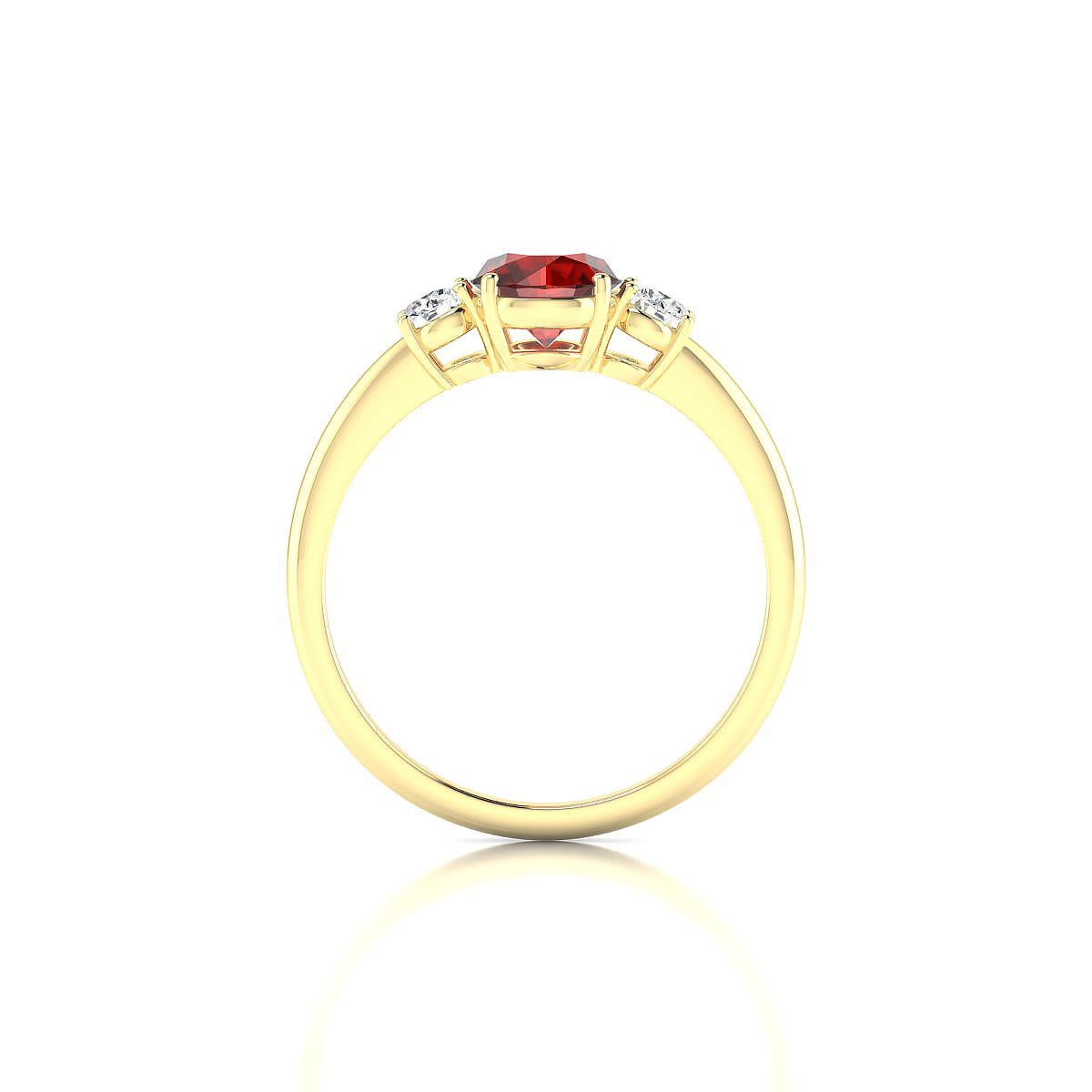 Trio | 18k Yellow Gold 6 mm Round Garnet Ring