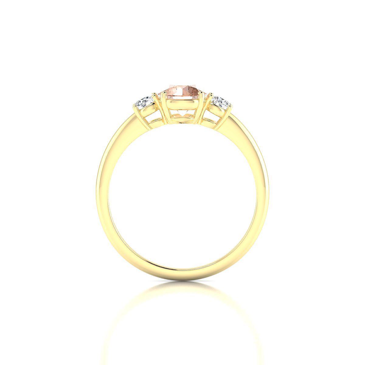 Trio | 18k Yellow Gold 6 mm Round Morganite Ring