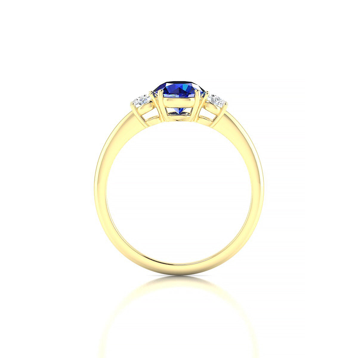 Trio | 18k Yellow Gold 6 mm Round Sapphire Ring