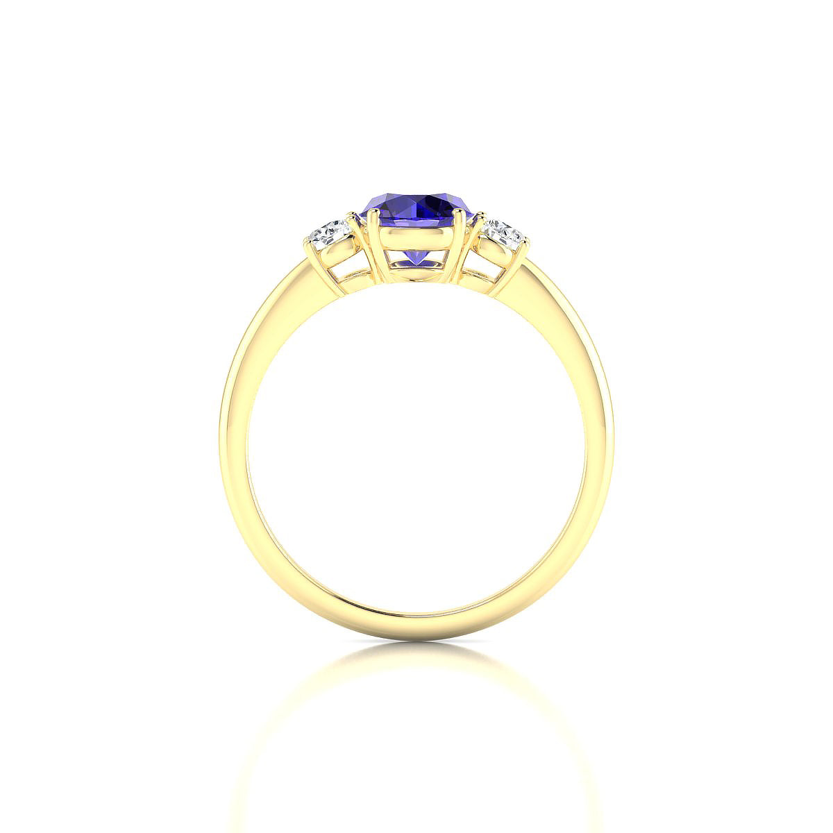Trio | 18k Yellow Gold 6 mm Round Tanzanite Ring