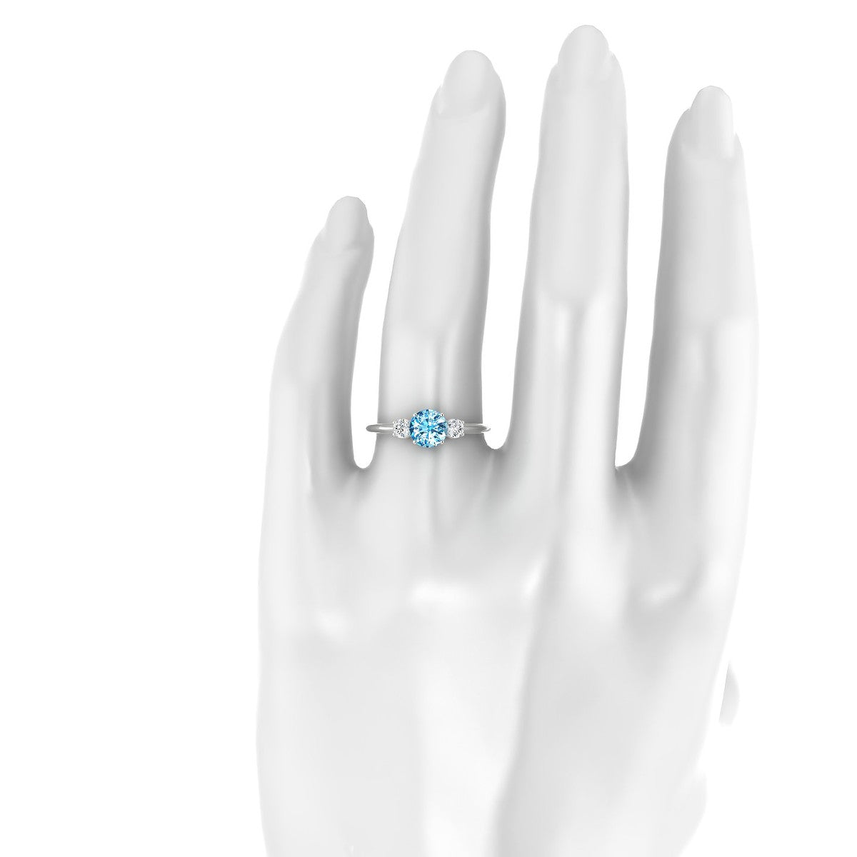 Trio | 18k White Gold 6 mm Round Topaz Ring