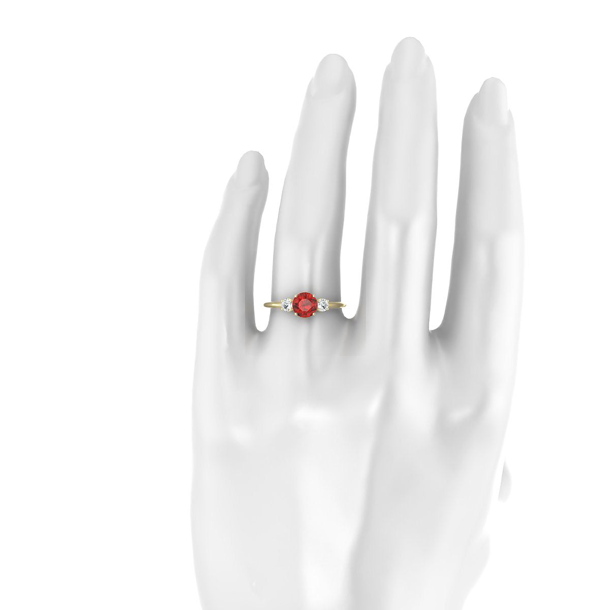 Trio | 18k Yellow Gold 6 mm Round Garnet Ring