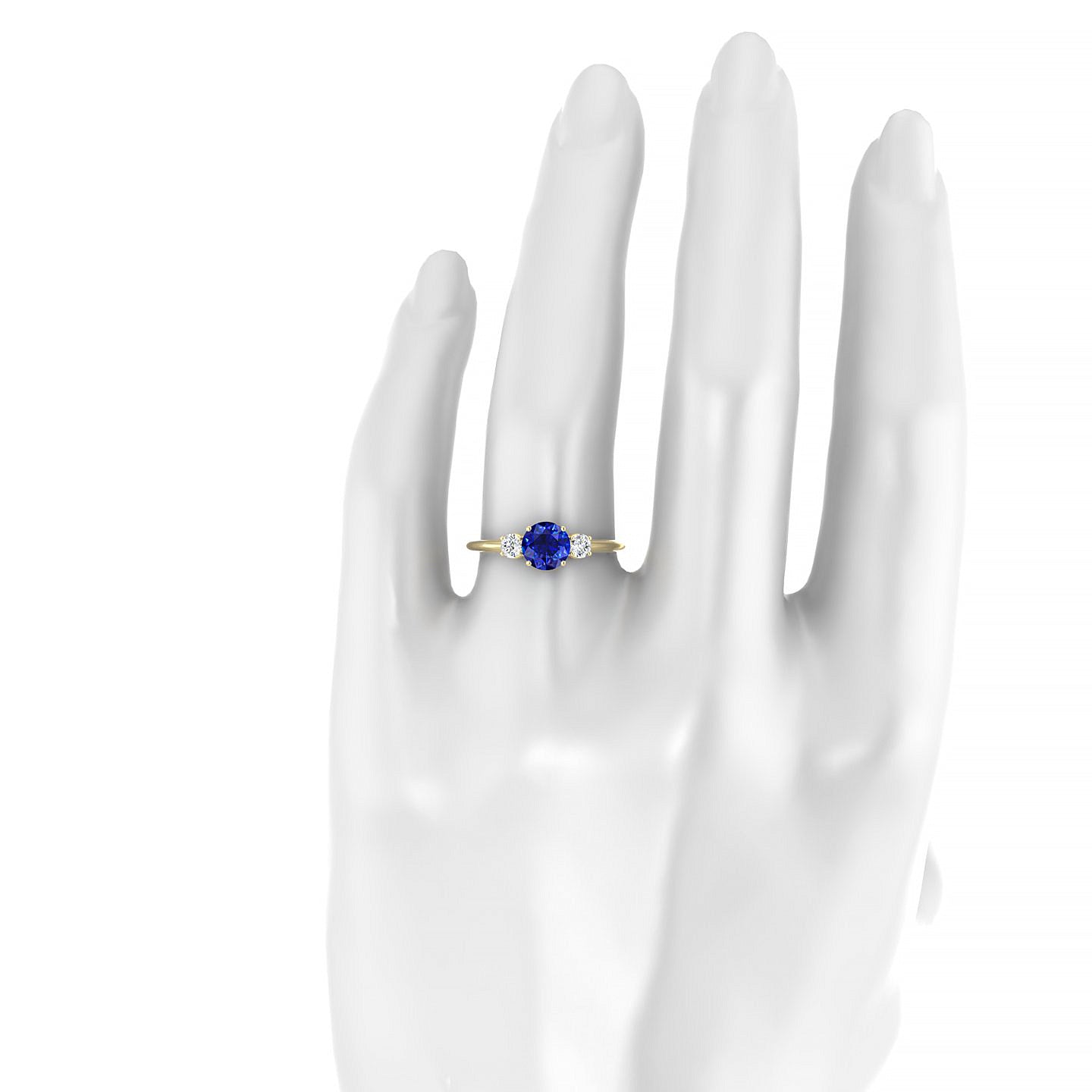 Trio | 18k Yellow Gold 6 mm Round Sapphire Ring
