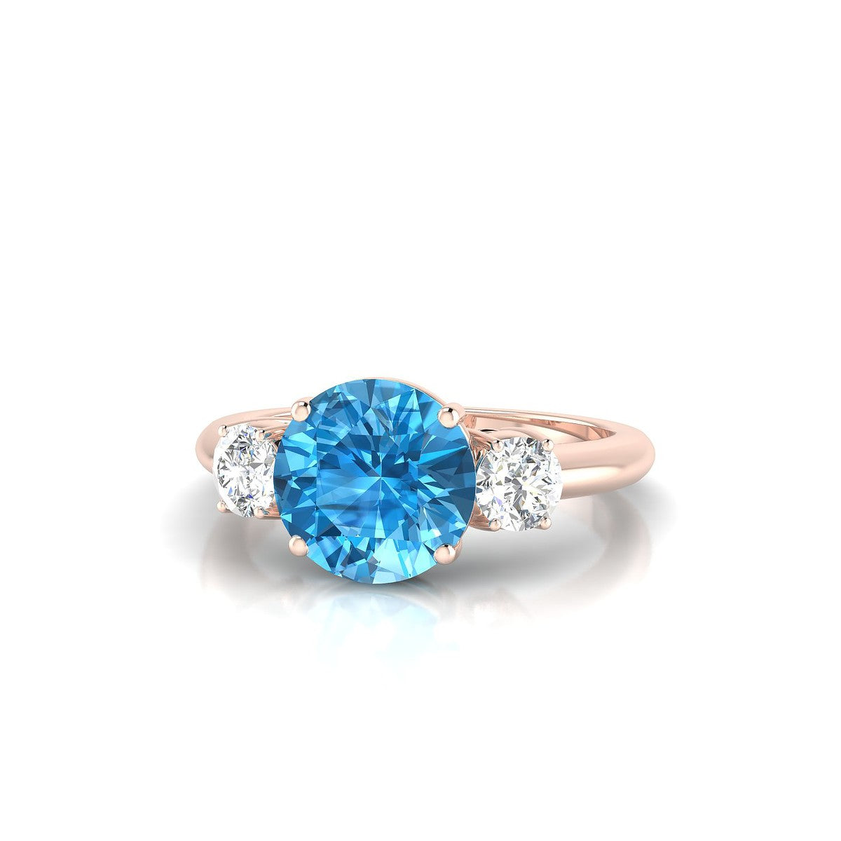Trio | 18k Rose Gold 8 mm Round Topaz Ring
