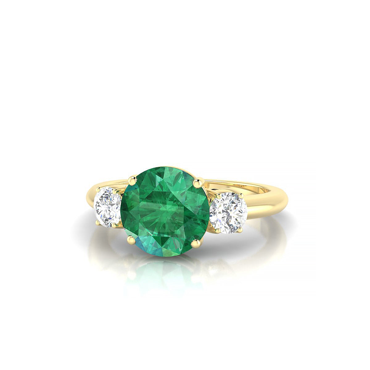 Trio | 18k Yellow Gold 8 mm Round Emerald Ring