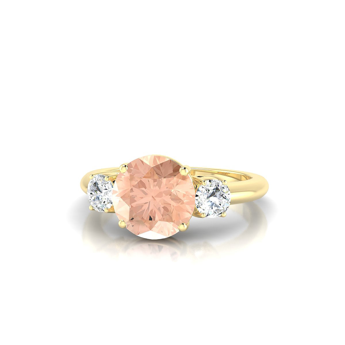 Trio | 18k Yellow Gold 8 mm Round Morganite Ring