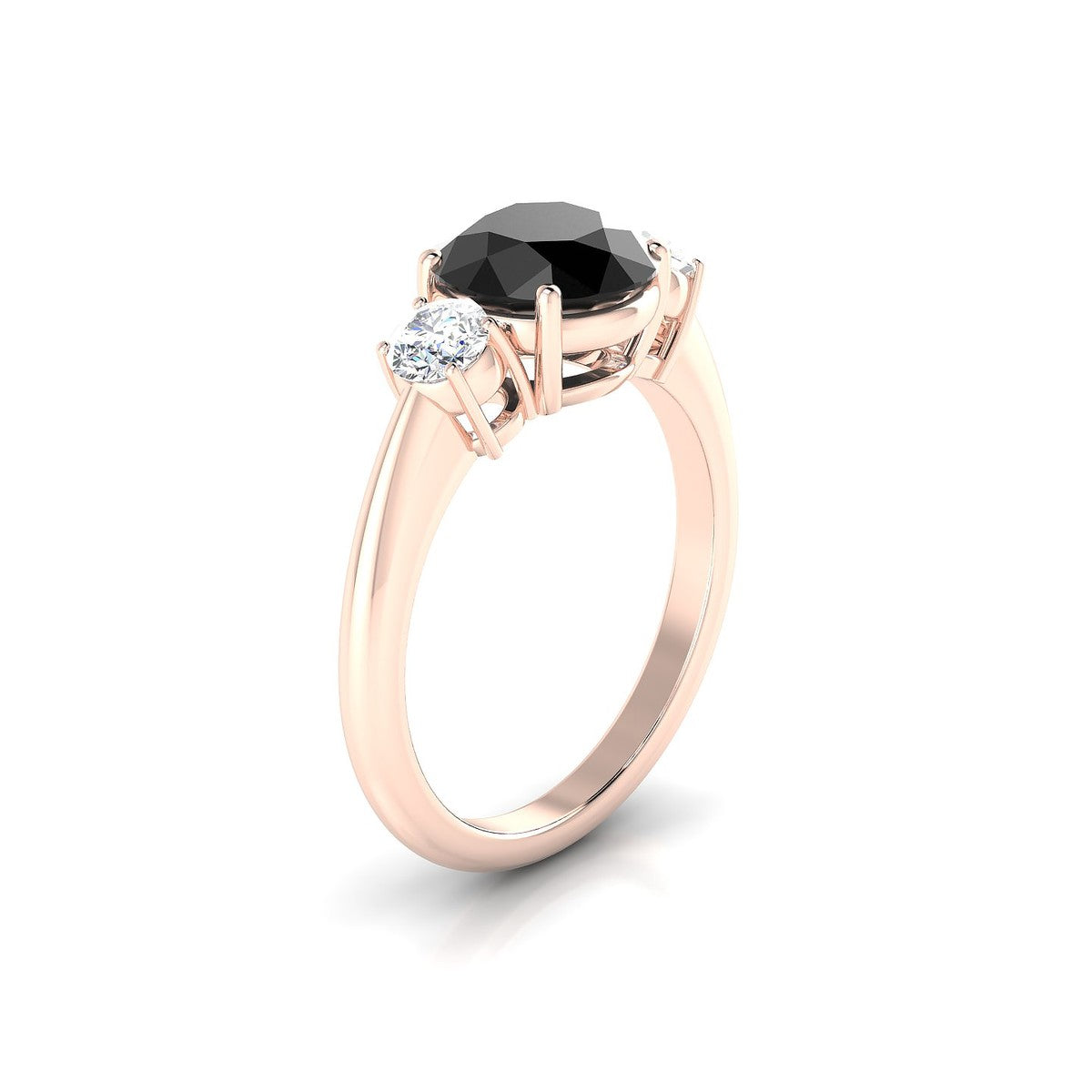 Trio | 18k Rose Gold 8 mm Round Black Diamond Ring