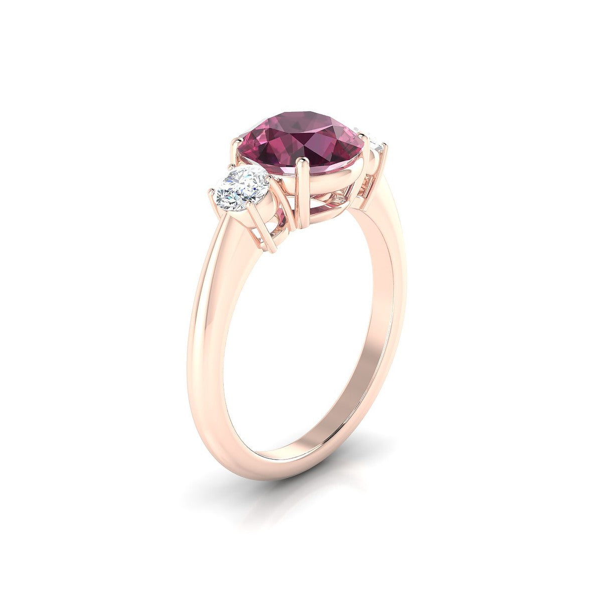 Trio | 18k Rose Gold 8 mm Round Rhodolite Ring