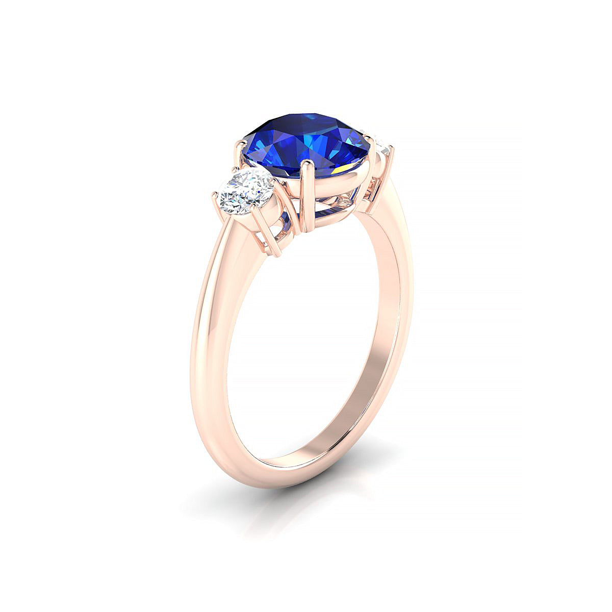 Trio | 18k Rose Gold 8 mm Round Sapphire Ring