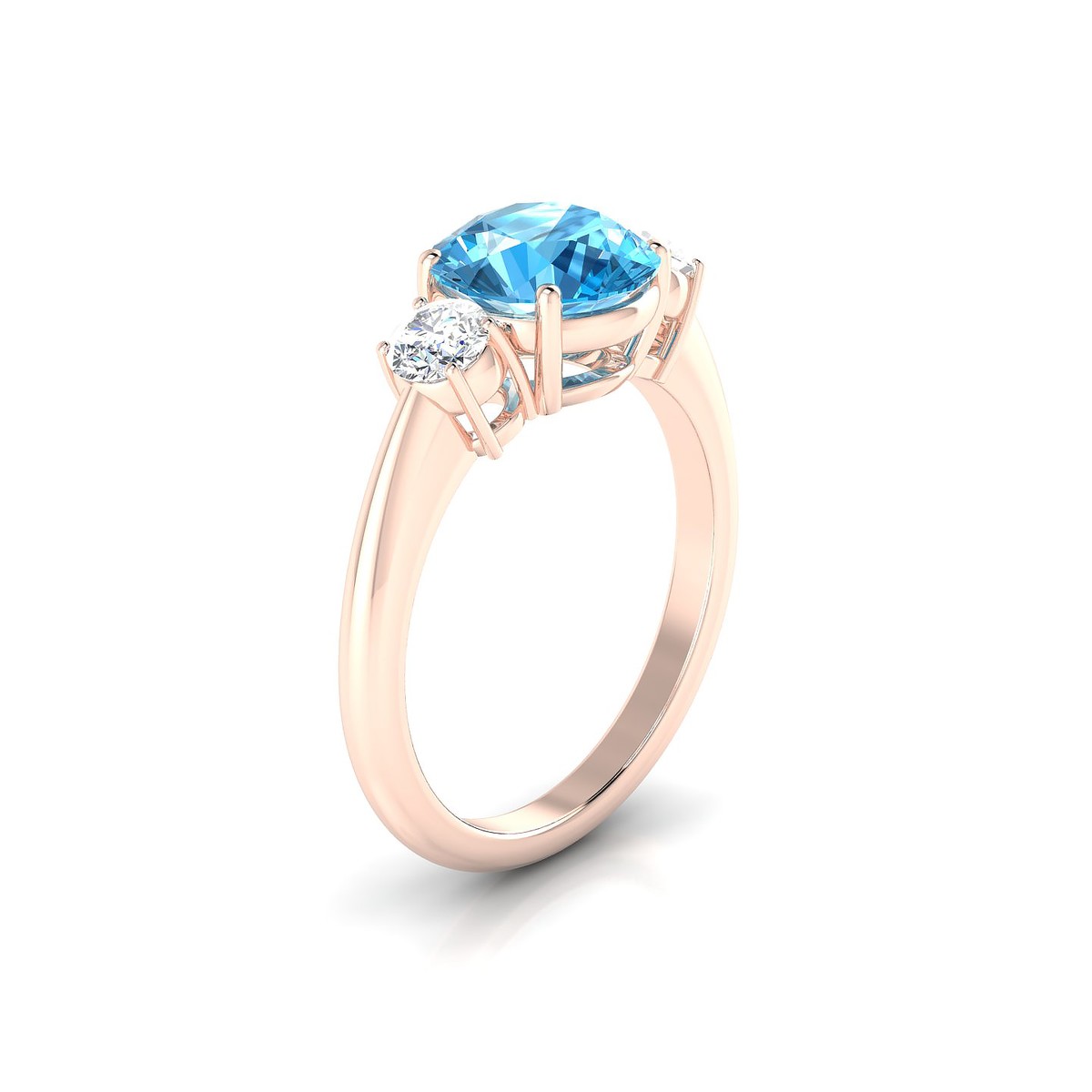 Trio | 18k Rose Gold 8 mm Round Topaz Ring